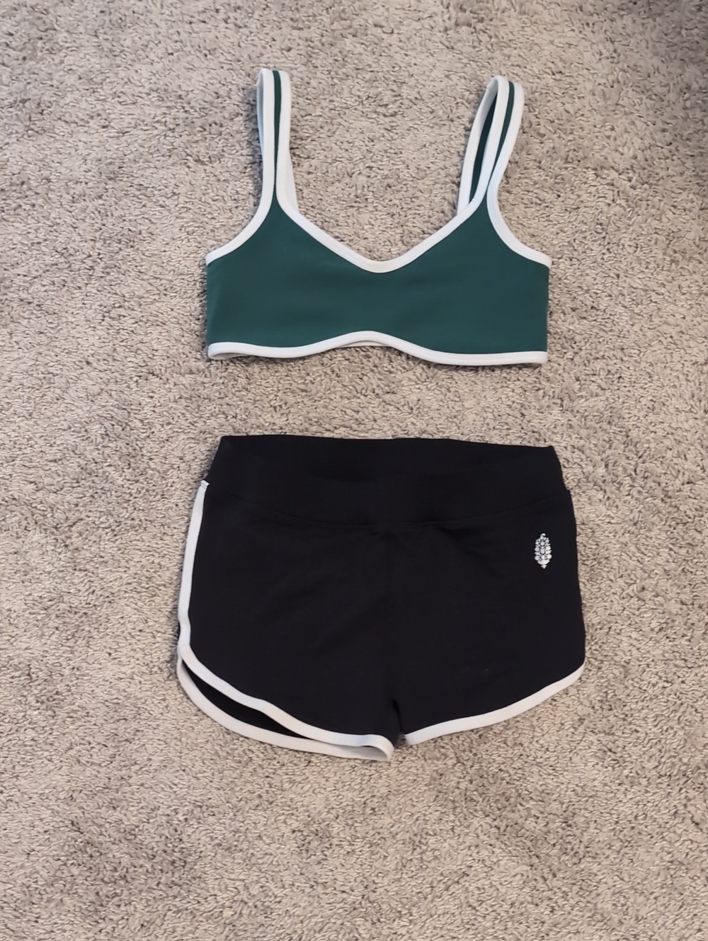 FP Movement by Free People Green and Black Two-Piece Swim Set